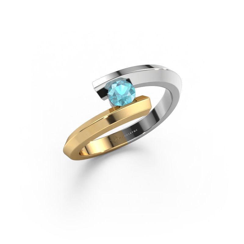 Ring Paulette 585 white gold blue topaz 3.4 mm