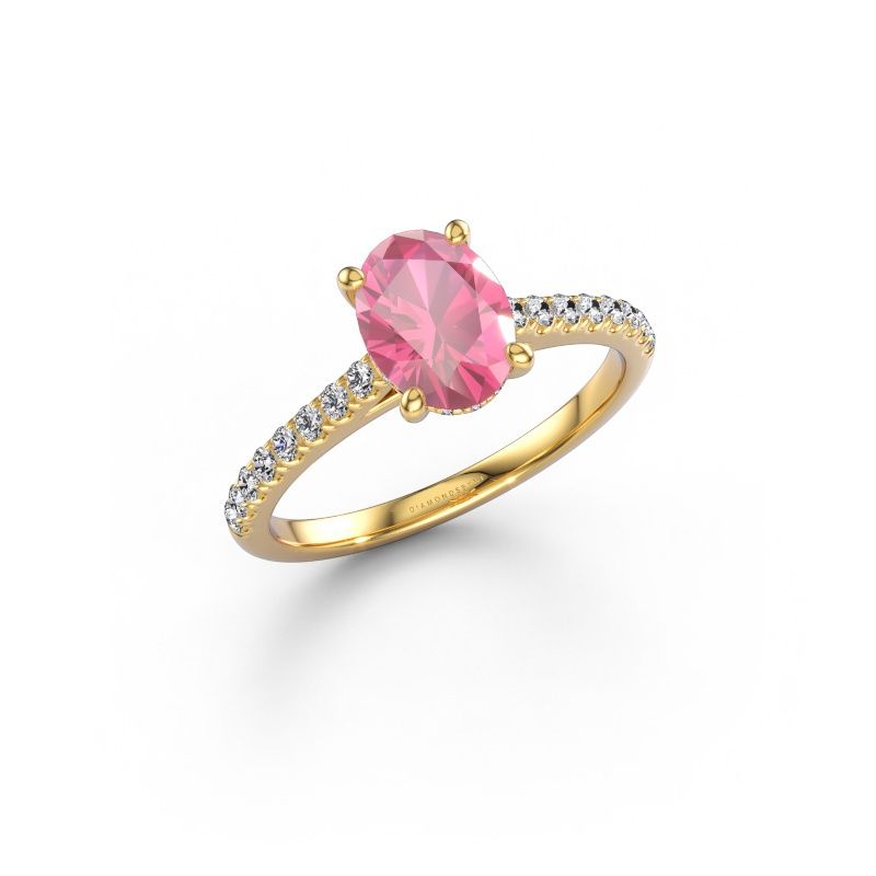 Anello di fidanzamento Sophie OVL 585 oro zaffiro rosa 8x6 mm