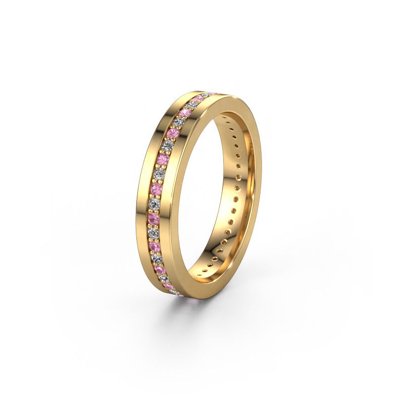 Trouwring WH0103L14BP 585 goud roze saffier 1.3 mm ±4x2 mm