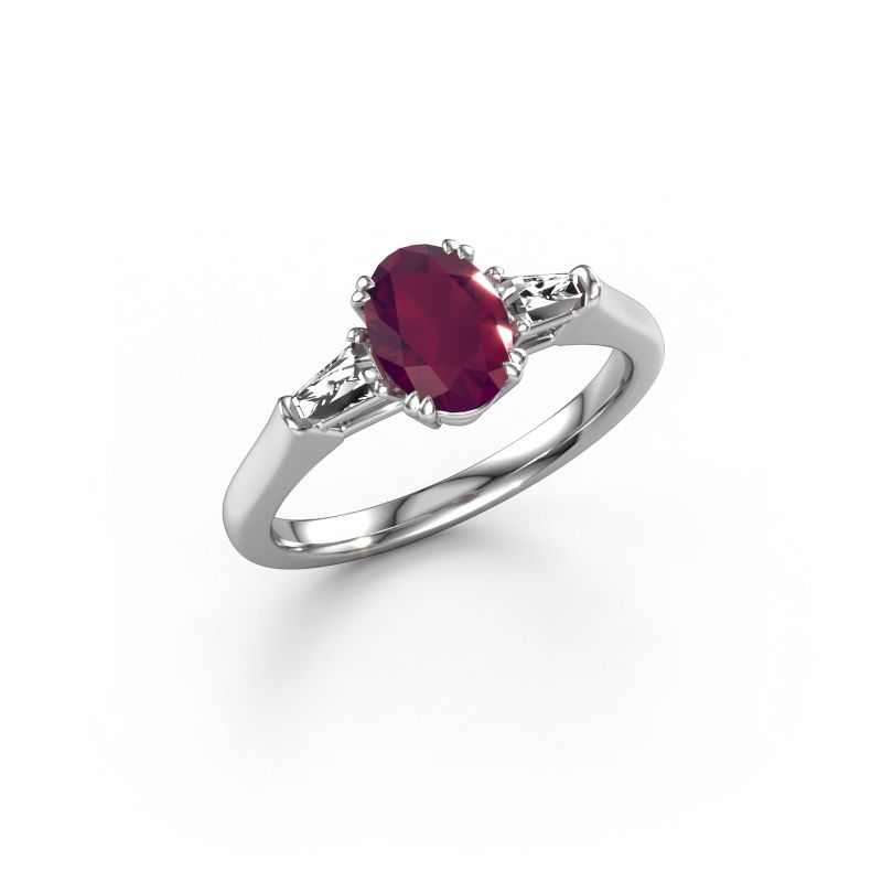 Verlobungsring Indy OVL 950 Platin Rhodolit 8x6 mm