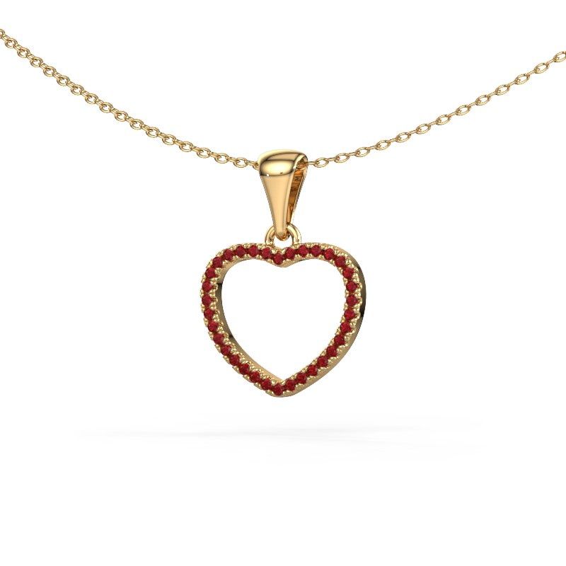 Hanger Heart 6 585 goud robijn 1 mm