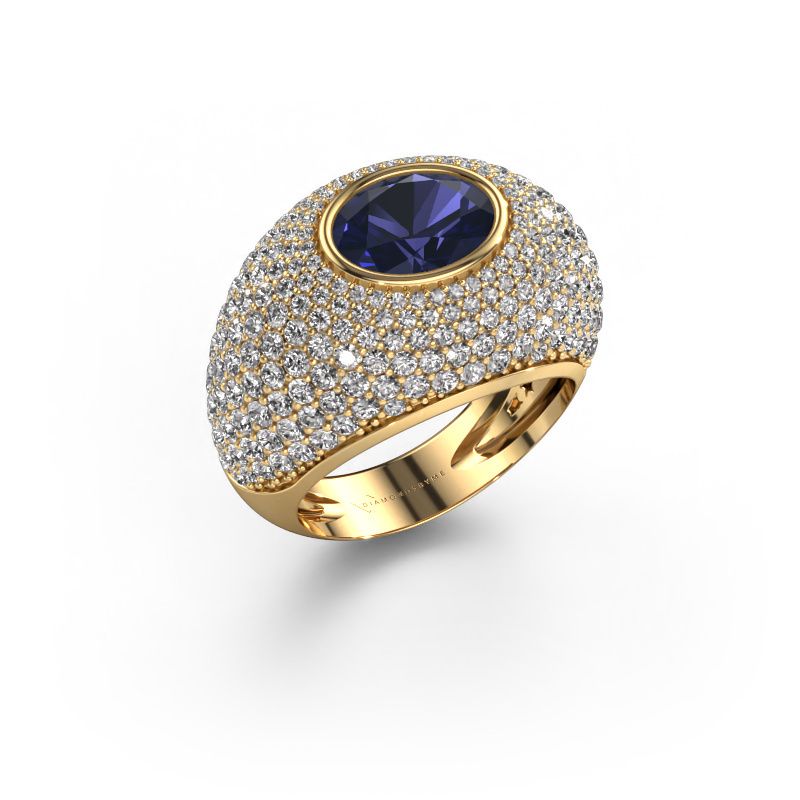 Ring Armida 585 gult guld safir 9x7 mm