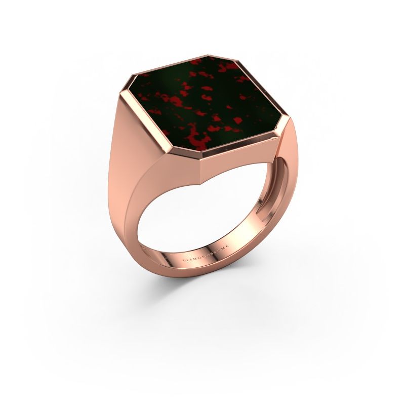 Signet ring Lars 5 light 585 rose gold bloodstone 16x13 mm