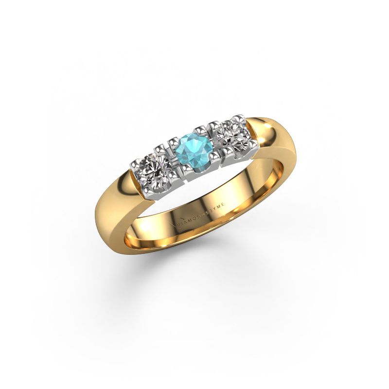 Bague Rianne 3 585 or jaune topaze bleue 3.4 mm
