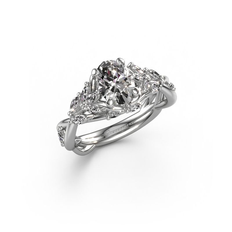 Engagement ring Samantha OVL 585 white gold lab-grown diamond 1.20 crt