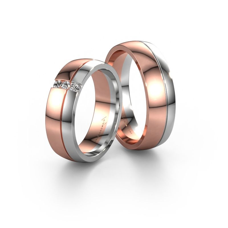 Eheringe set WH0223LM56A ±6 x 1,7 mm Roségold Diamant 0.03 crt