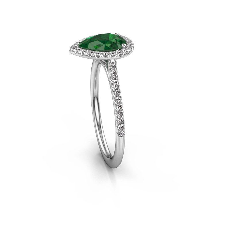 Image of Engagement ring seline per 2<br/>585 white gold<br/>Emerald 8x6 mm