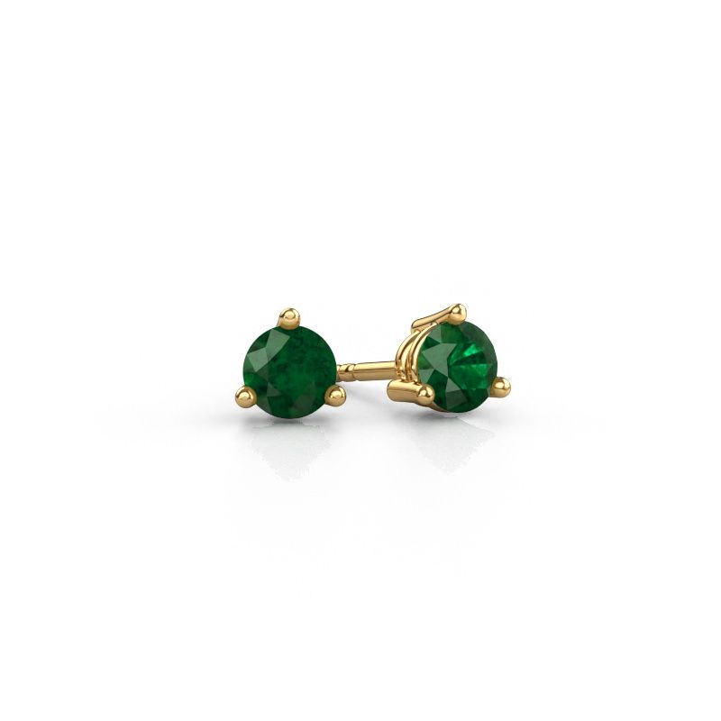 Clous d'oreilles Somer 585 or jaune emeraude 4.7 mm