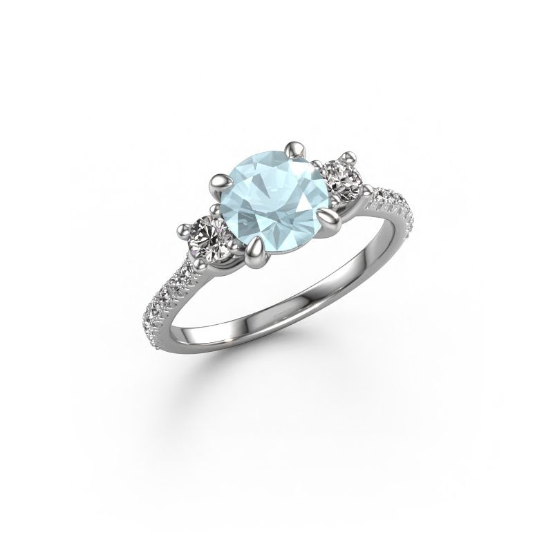 Engagement ring Jesica 585 white gold aquamarine 6.8 mm