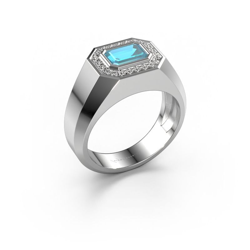 Men's ring Dylan 2 950 platinum blue topaz 7x5 mm