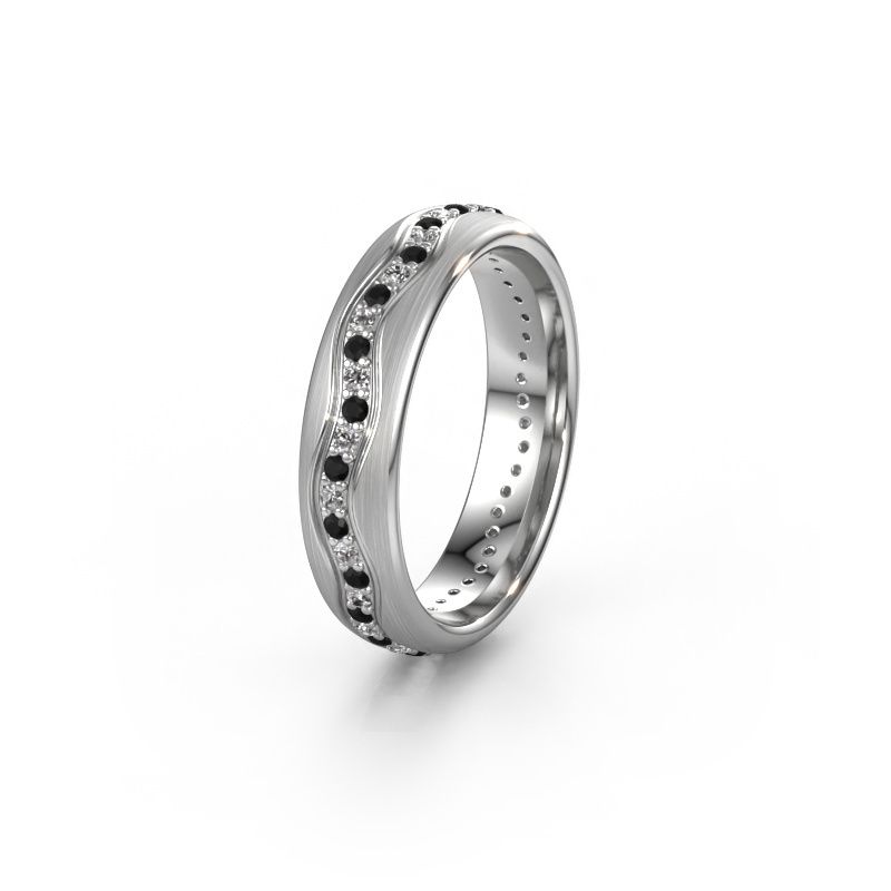 Wedding ring WH0803L35BM 585 white gold black diamond ±5 x 2 mm