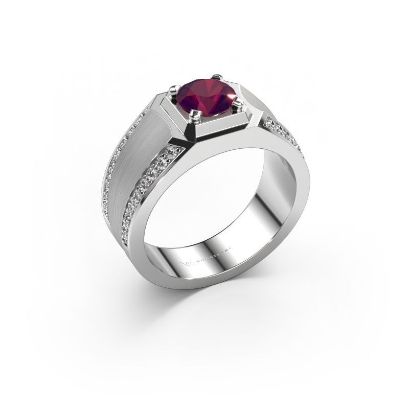 Heren ring Maarten 585 witgoud rhodoliet 6.5 mm