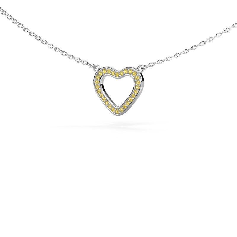 Pendentif Heart 3 585 or blanc saphir jaune 0.8 mm