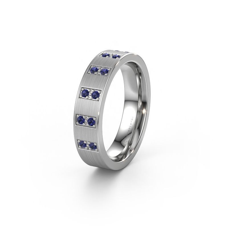 Trouwring WH2013L 585 witgoud saffier ±5x2 mm