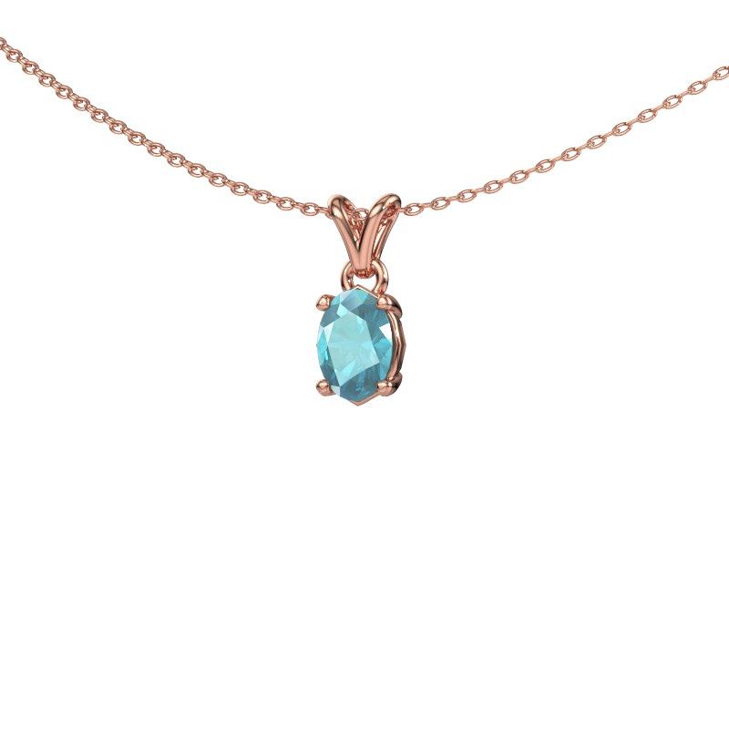 Anhänger Lucy 1 585 Roségold Blau Topas 7x5 mm