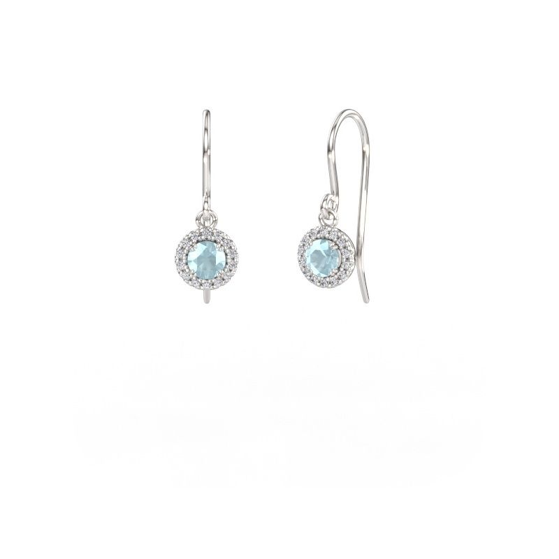 Boucles d'oreilles Seline rnd 2 585 or blanc aigue-marine 4 mm