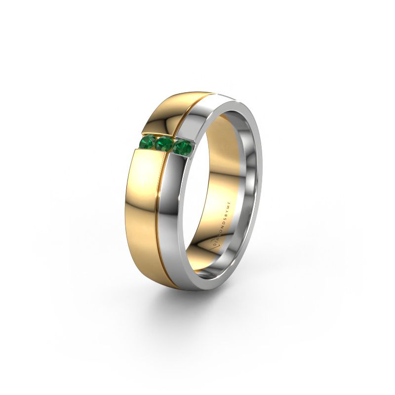 Wedding ring WH0223L56A 585 gold emerald ±6x1.7 mm