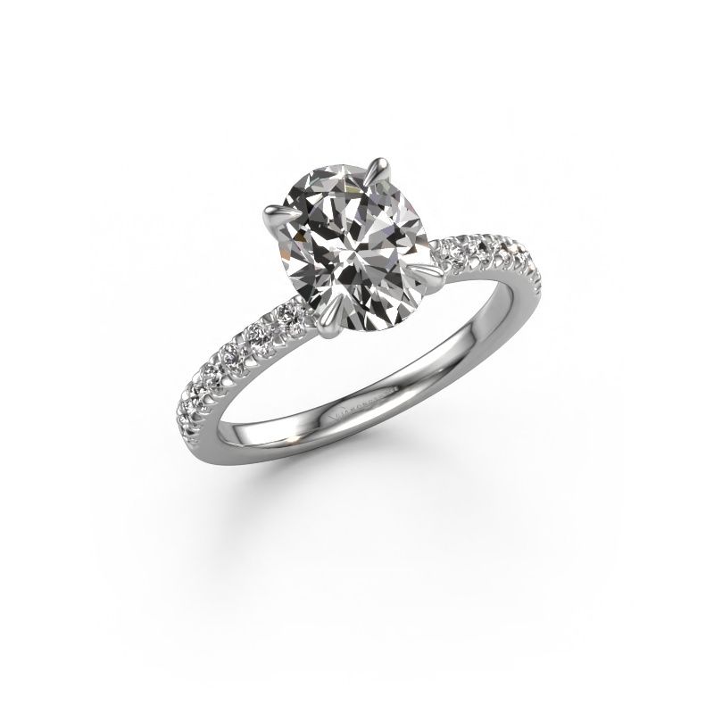 Image of Engagement Ring Crystal Ovl 2<br/>585 white gold<br/>Zirconia 9x7 mm