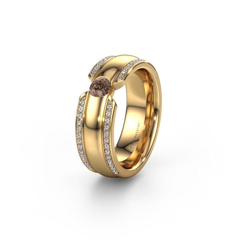 Wedding ring WHR0575L 585 gold brown diamond ±7x2 mm