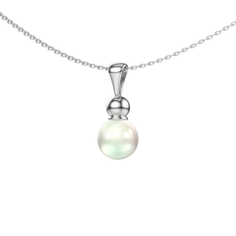Pendentif Signe 950 platine perle blanche 6 mm