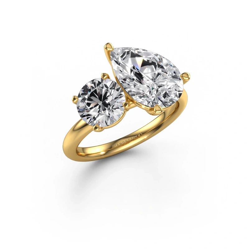 Engagement ring Toi et Moi PER-RND 585 gold lab grown diamond 4.60 crt