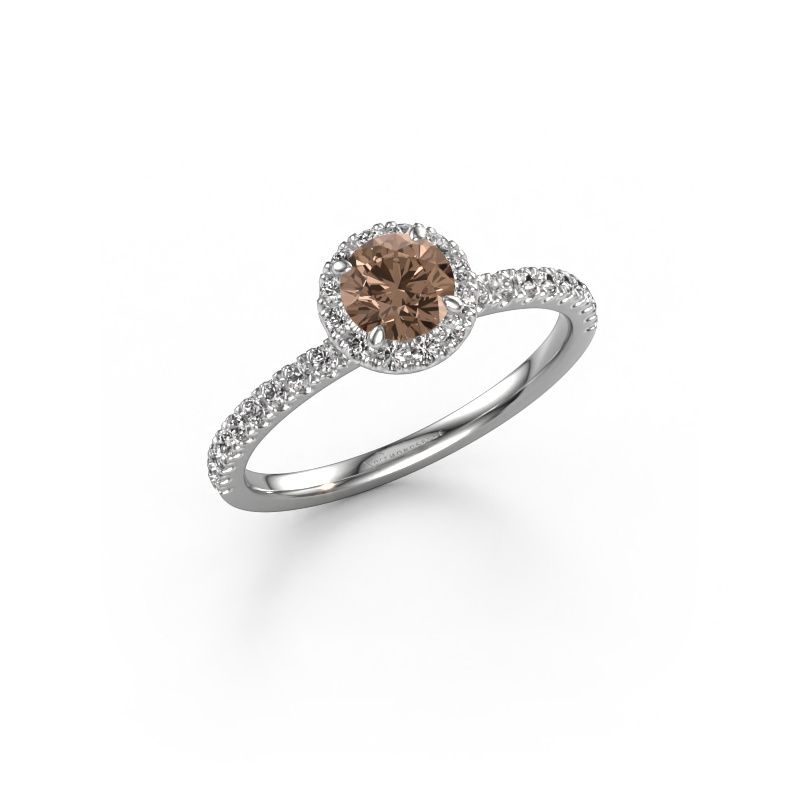Verlovingsring Miranda RND 585 witgoud bruine diamant 1.54 crt