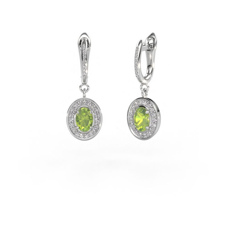 Pendants d'oreilles Layne 2 585 or blanc péridot 7x5 mm