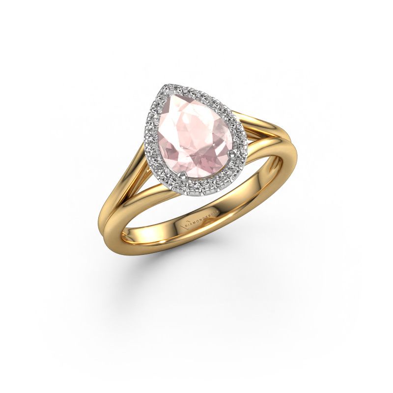 Engagement ring Verla pear 1 585 gold morganite champagne 8x6 mm