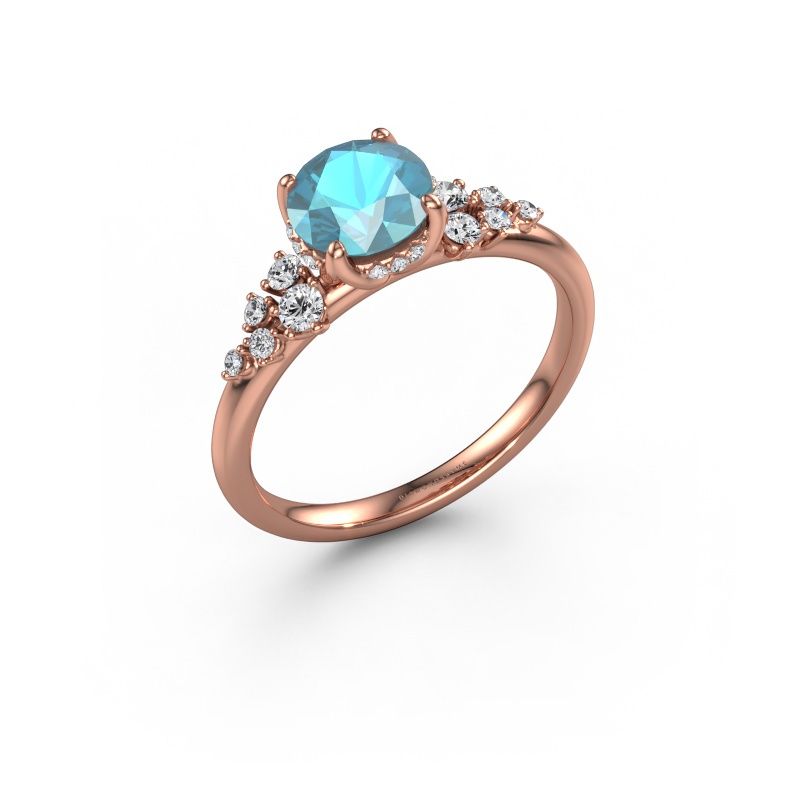 Engagement ring Emma RND 585 rose gold blue topaz 6.5 mm
