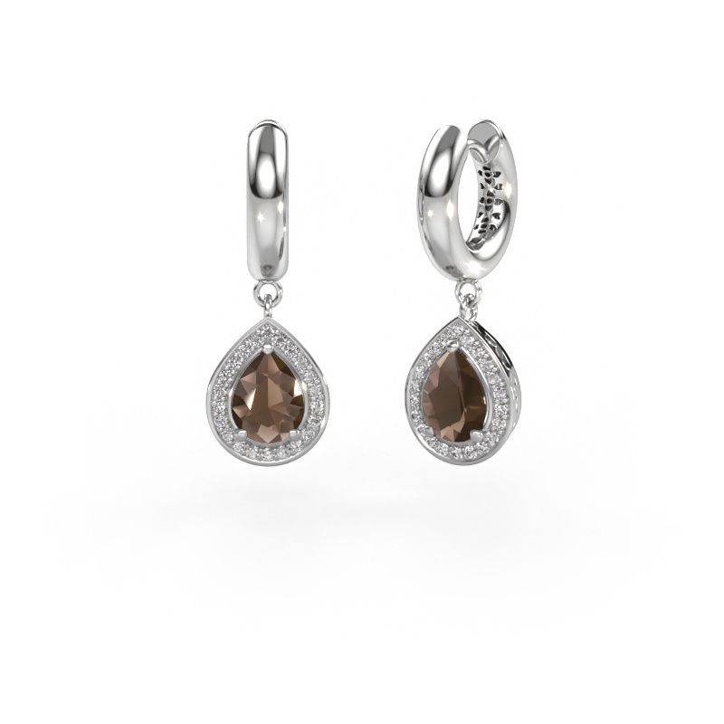 Pendants d'oreilles Barbar 1 585 or blanc quartz fumé 7x5 mm