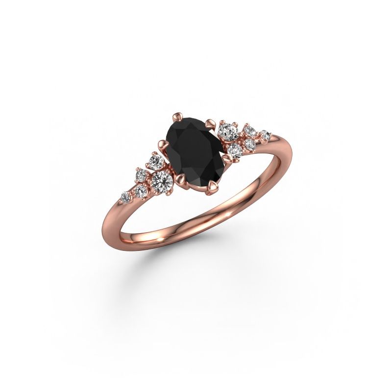Ring Royce OVL 585 rosé goud zwarte diamant 1.05 crt