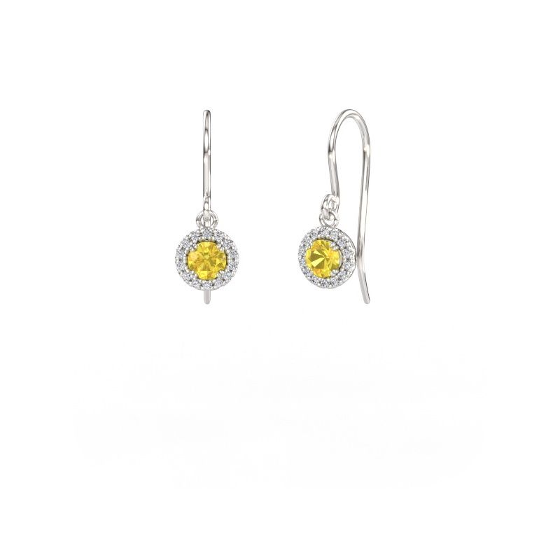 Earrings Seline rnd 2 950 platinum yellow sapphire 4 mm