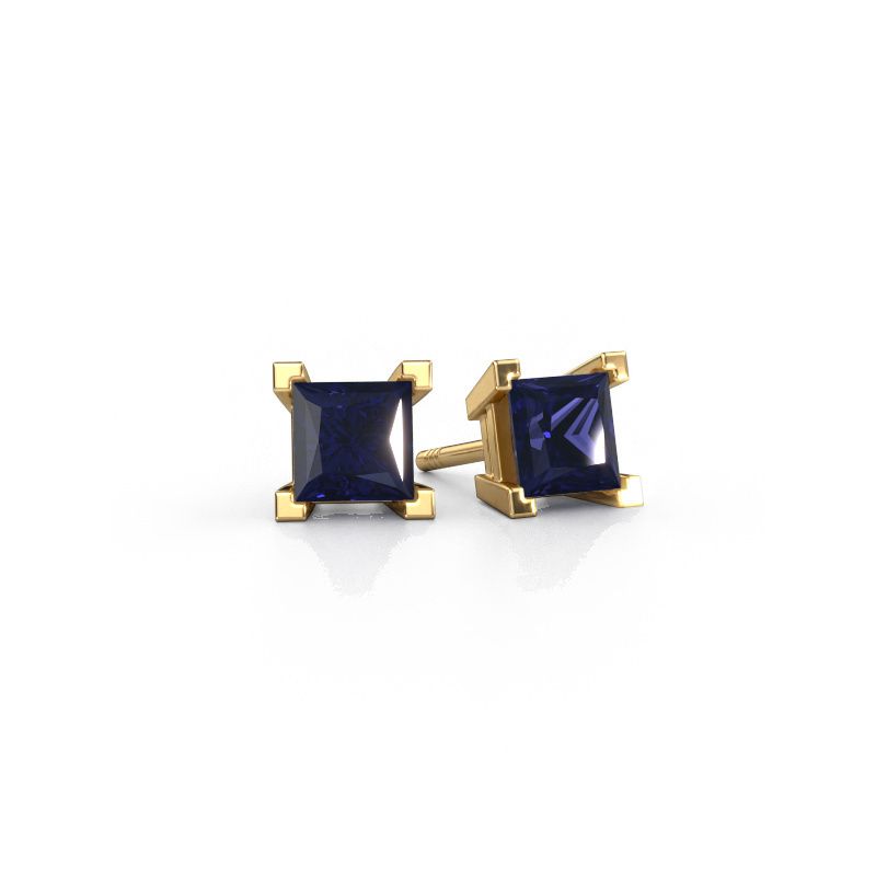 Pendientes de botón Ariane 585 oro zafiro 5 mm