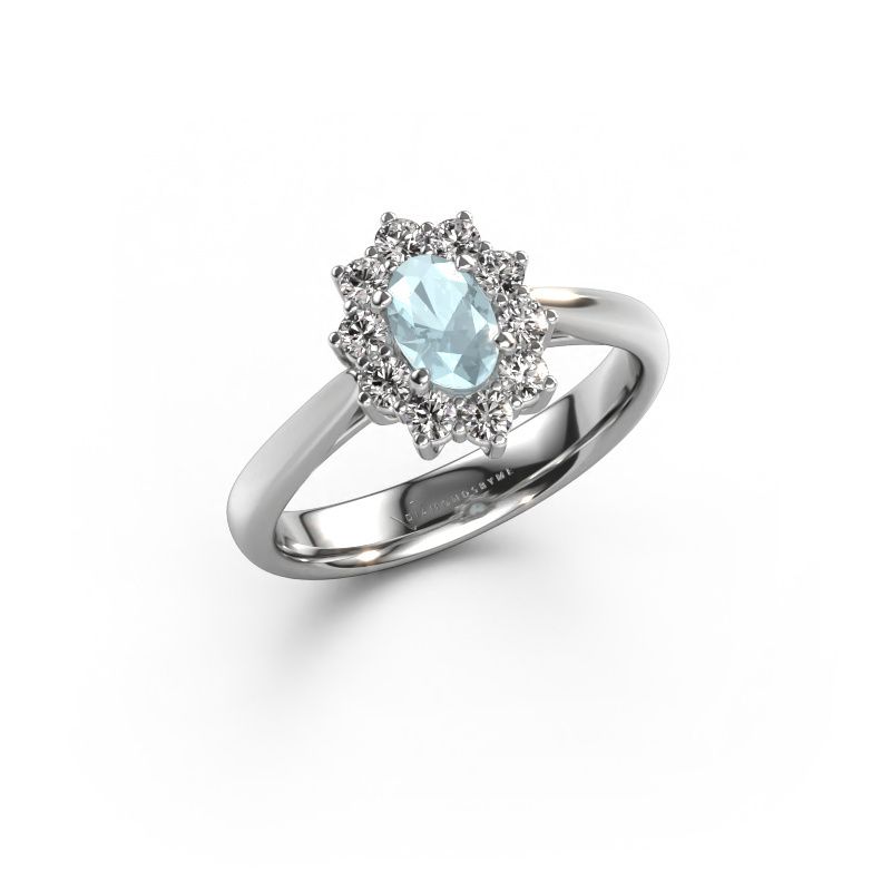 Verlobungsring Leesa 1 585 Weißgold Aquamarin 6x4 mm