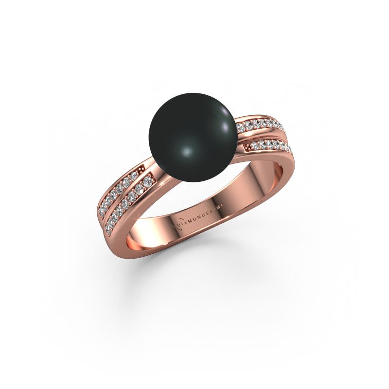 Ring Jolies 585 rosé goud zwarte parel 8 mm