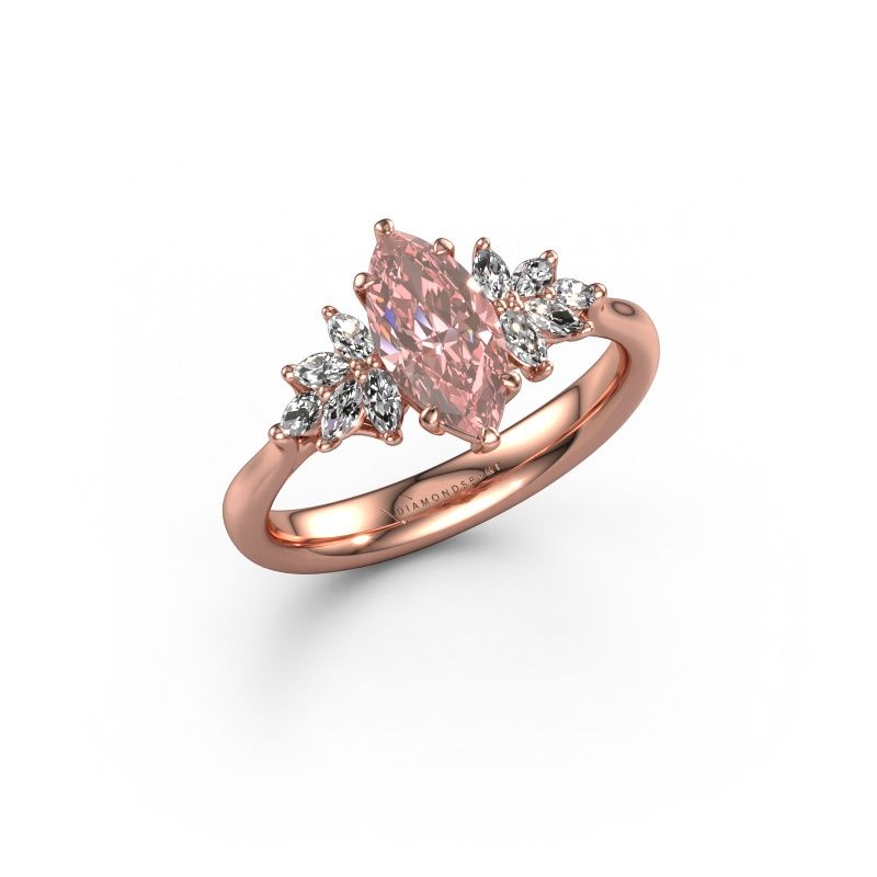 Engagement ring Fiona MRQ 585 rose gold pink lab grown diamond 10x5 mm