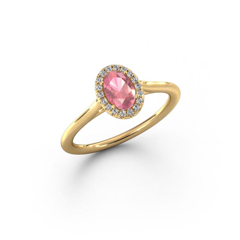 Engagement ring Seline ovl 1 585 gold tourmaline pink 6x4 mm