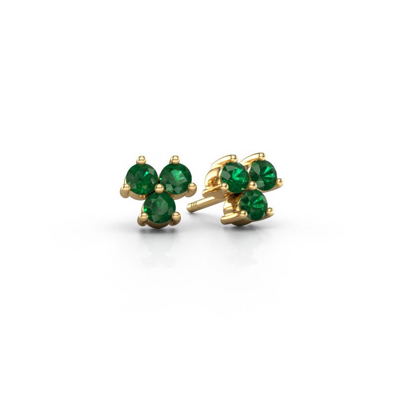 Oorstekers Shirlee 585 goud smaragd 3 mm