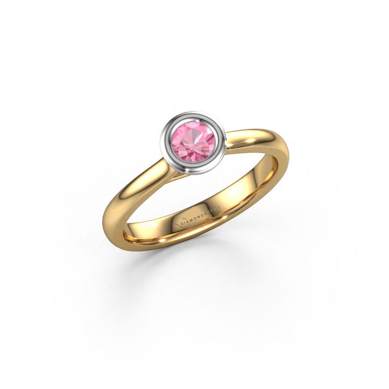 Bague de fiançailles Kaylee 585 or jaune saphir rose 4 mm