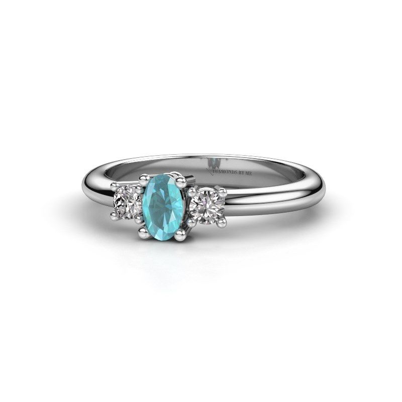 Image de Bague de fiançailles Karie<br/>585 or blanc<br/>Topaze bleue 5x3 mm