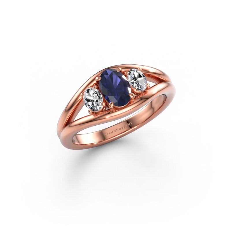 Ring Cassie OVL 585 rose gold sapphire 6.5x4.5 mm