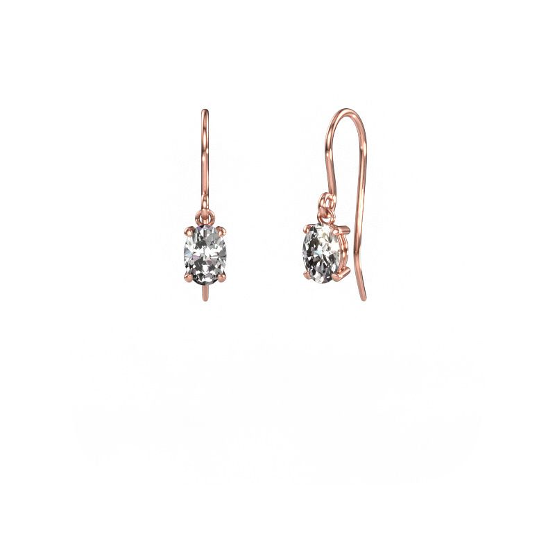 Drop earrings Laurie OVL 1 585 rose gold diamond 1.60 crt