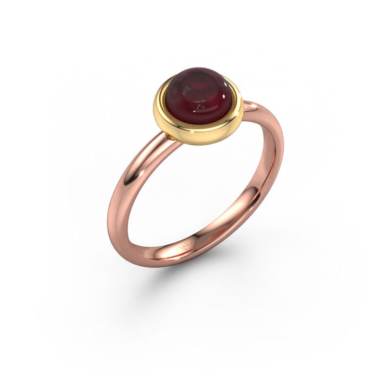 Ring Blossom RND 585 rosé goud granaat 5 mm
