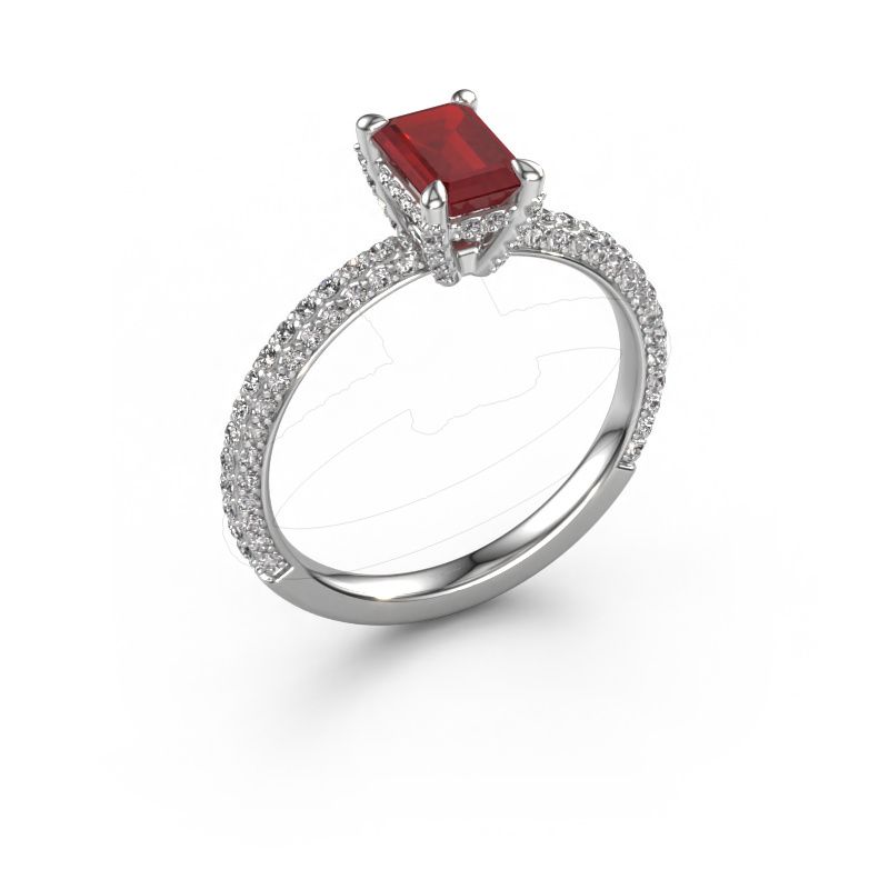 Bague de fiançailles Saskia EME 2 950 platine rubis 6.5x4.5 mm