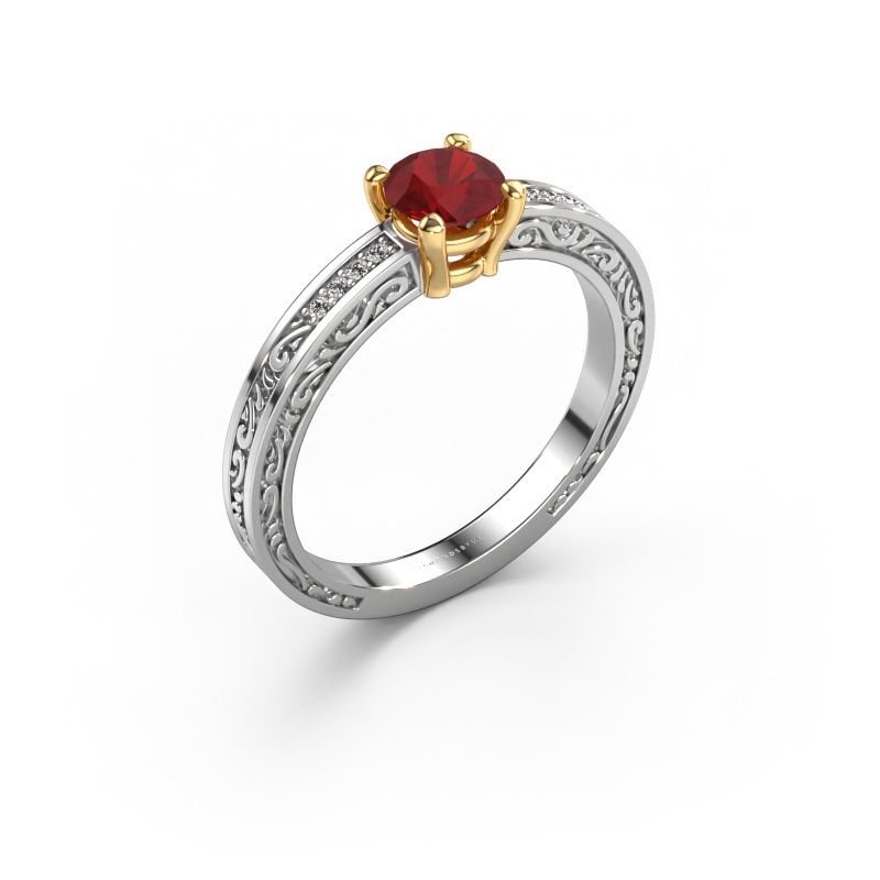 Verlobungsring Claudette 2 585 Weißgold Rubin 5 mm