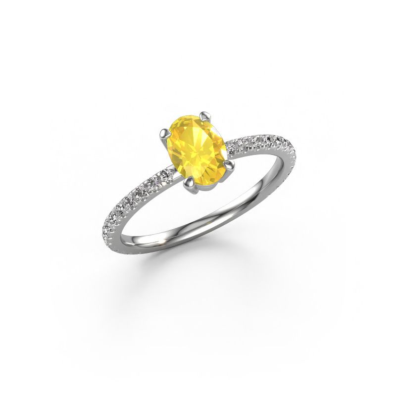 Engagement ring Lynelle 2 950 platinum yellow sapphire 7x5 mm