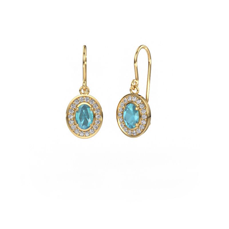 Drop earrings Layne 1 585 gold blue topaz 6.5x4.5 mm