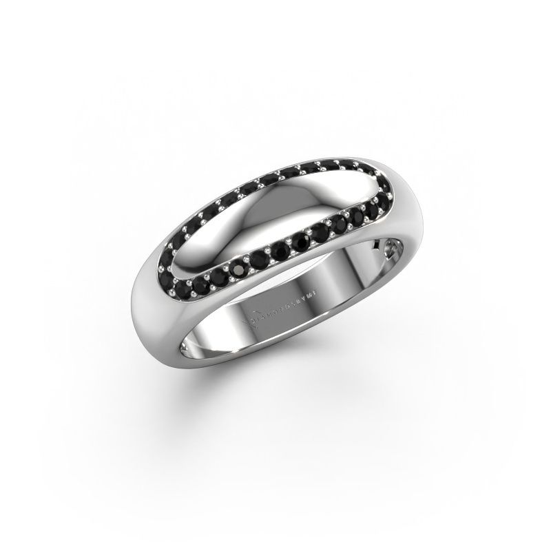 Wedding ring Danique 585 white gold black diamond ±6x3 mm