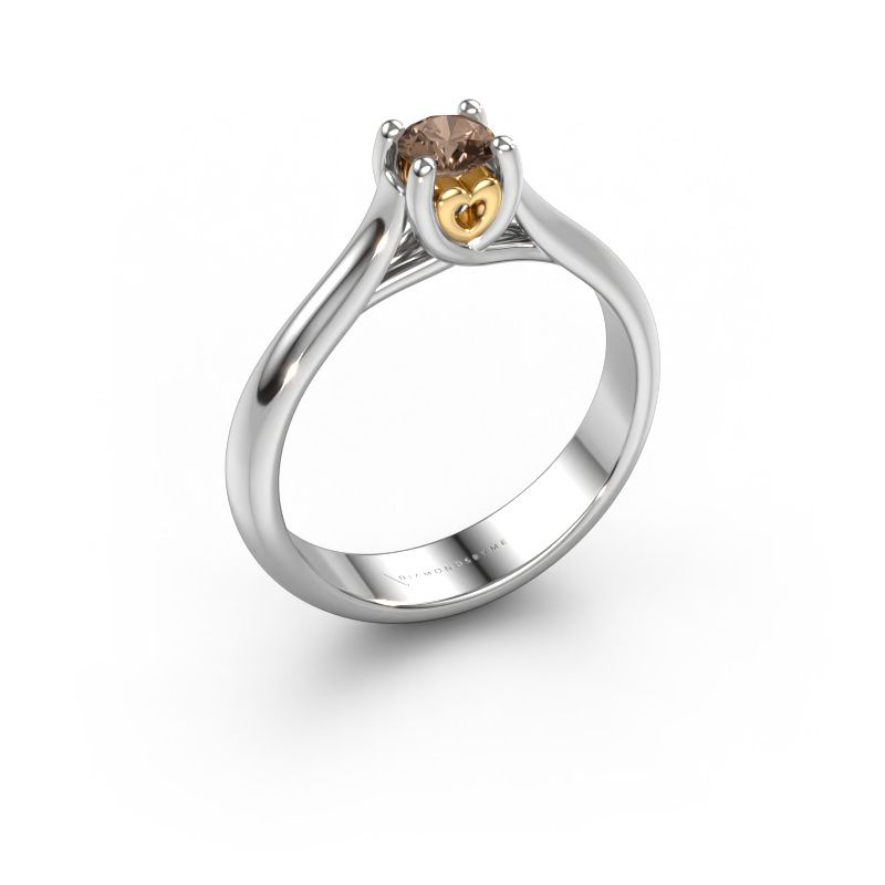 Verlovingsring Nisa 585 witgoud bruine diamant 0.30 crt