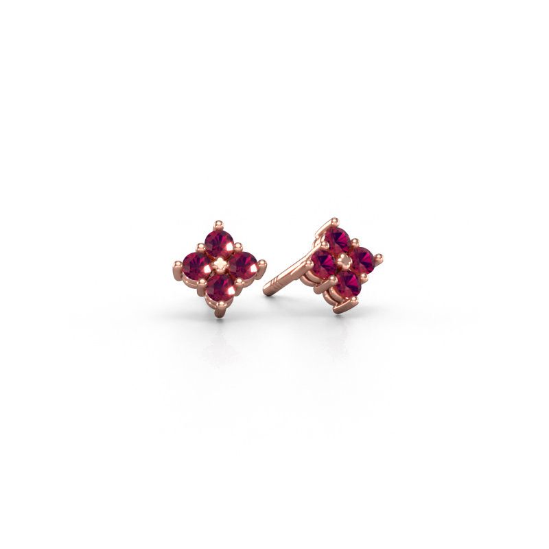 Clous d'oreilles Maryetta 585 or rose rhodolite 2 mm